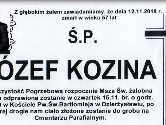 Zmarł Józef Kozina - Starosta Głubczycki
