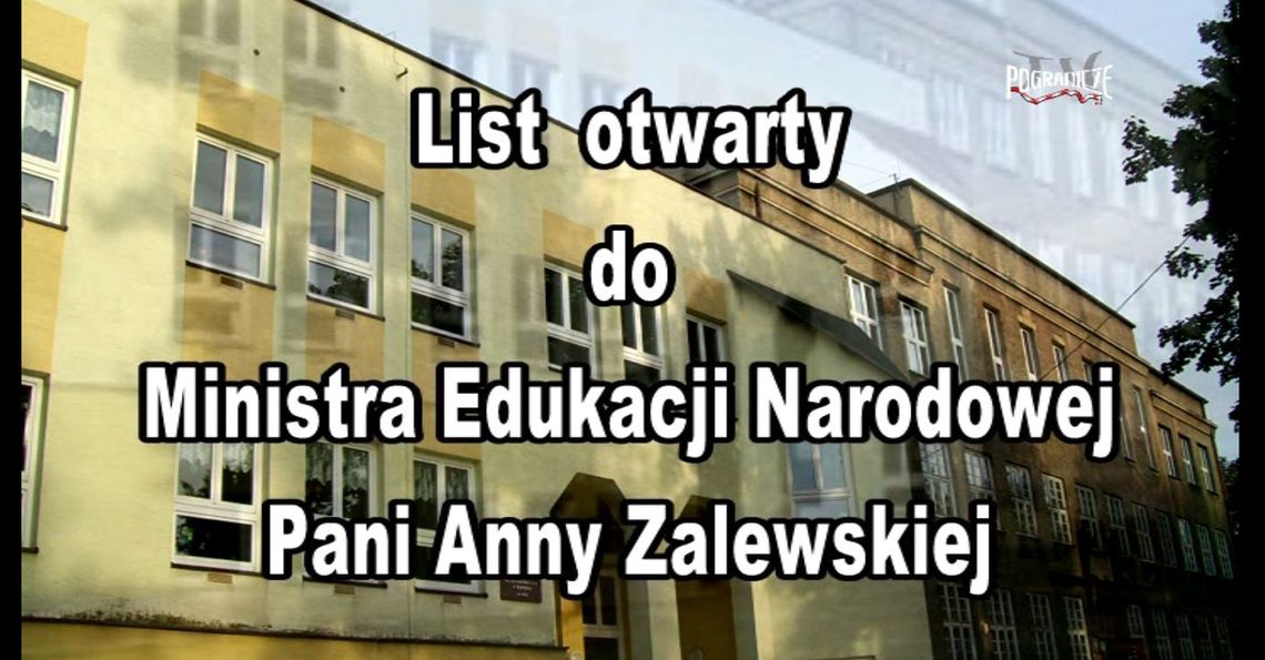 List otwarty do Pani Minister Edukacji Narodowej Anny Zalewskiej